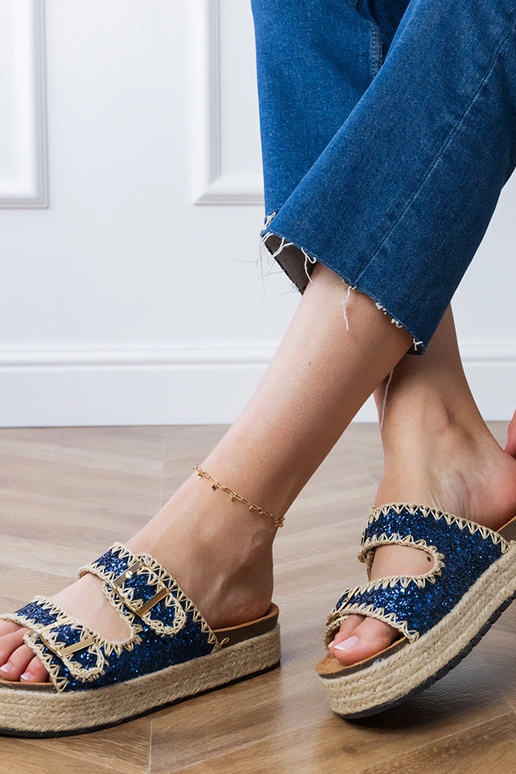 Dunkelblaue Espadrilles mit Glitzer...