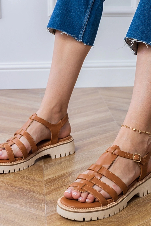 Braune Gladiatoren-Sandalen mit...