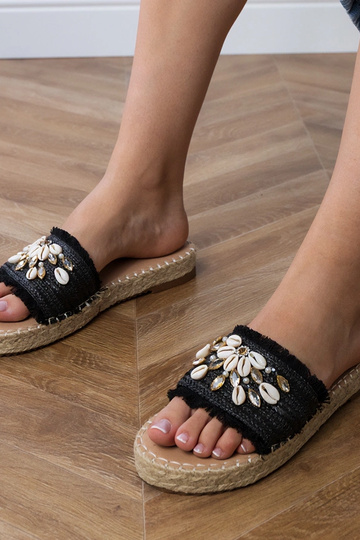 Schwarze Espadrilles mit...