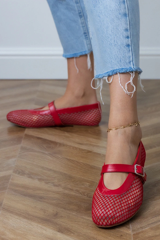 Rote Netz-Ballerinas mit Schnalle Turina Rote Netz-Ballerinas mit Schnalle Turina
