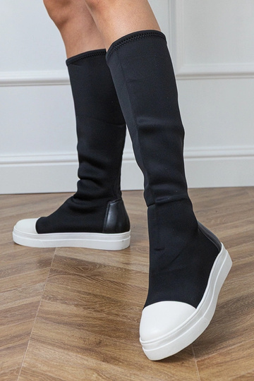 Schwarze textile Sportstiefel mit elastischem Schaft Lussa