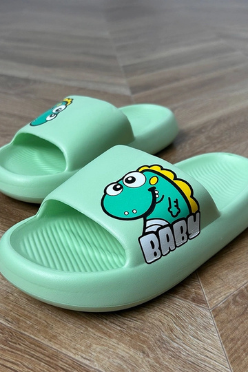 Grüne Kinderpantoletten mit Druck Milos