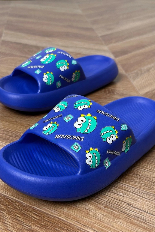 Blaue Kinderpantoletten mit Druck Dinos Blaue Kinderpantoletten mit Druck Dinos