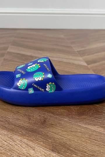 Blaue Kinderpantoletten mit Druck Dinos 2