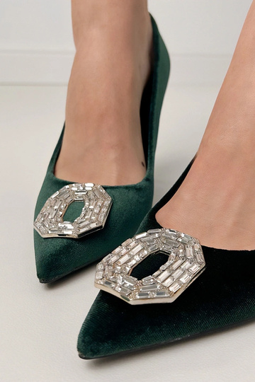 Grüne Sandalen mit Zirkonia auf Absatz Eleda
