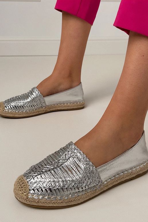 Silberne Spitzen-espadrilles auf...
