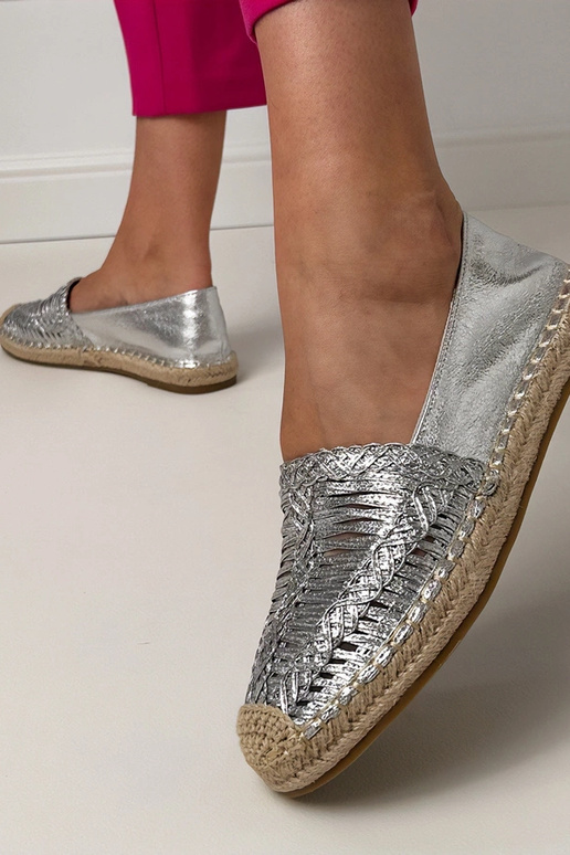 Silberne Spitzen-espadrilles auf...