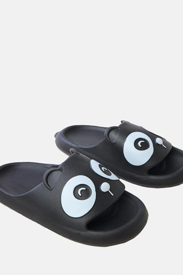 Schwarze Kinder-Slipper mit Panda-Motiven Ketti 2