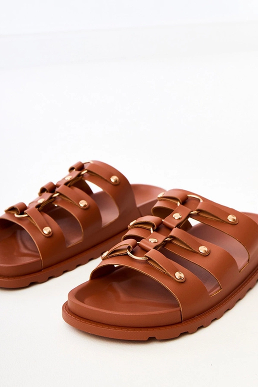 Braune römische Slipper mit Nieten...