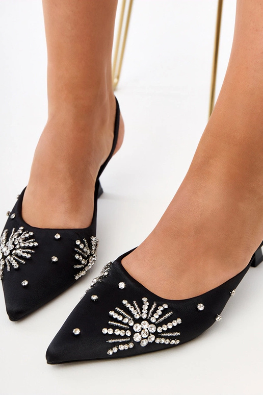 Schwarze Sandalen mit Zirkonia und...