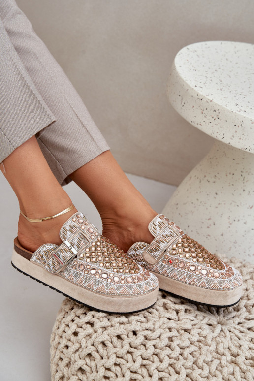 Dekoriert Hausschuhe mit einer Plattform Beige Terfitra Dekoriert Hausschuhe mit einer Plattform Beige Terfitra