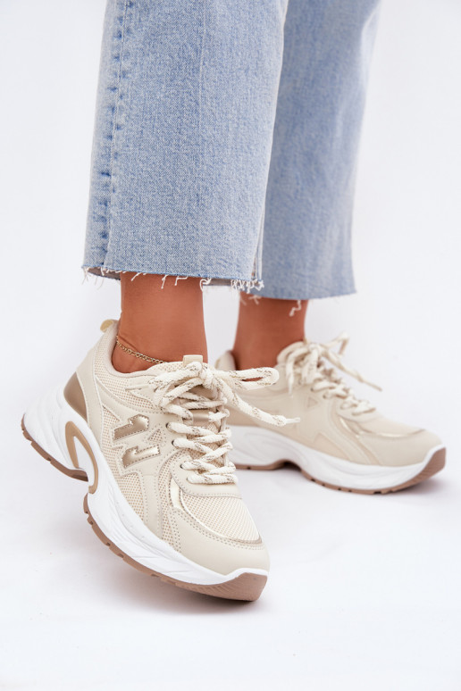 Sneakers Stilvollllschuhe Feminin mit modischer Es mussssivsohle Beige Davira