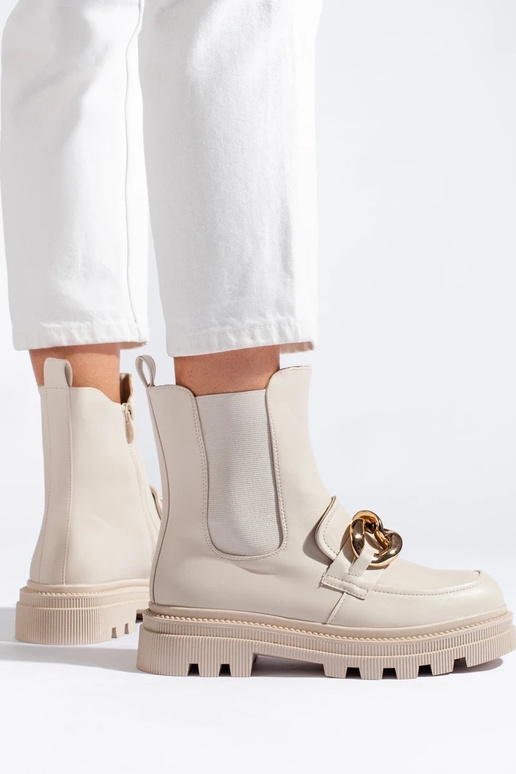 Damenstiefel mit Plateau in Beige