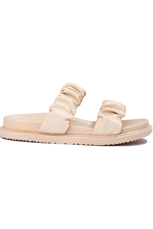 Beige Hausschuhe mit Schnallen