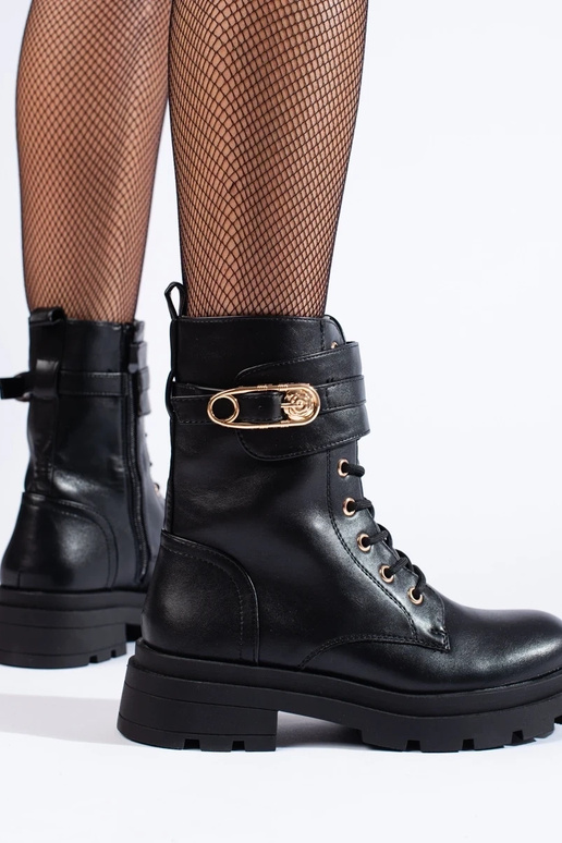 Damenstiefel aus Kunstleder, schwarz