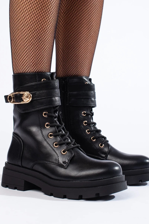 Damenstiefel aus Kunstleder, schwarz