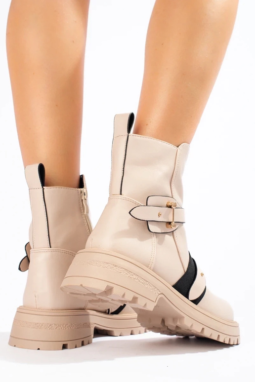 Beige Damenstiefel mit Schutz Beige Damenstiefel mit Schutz