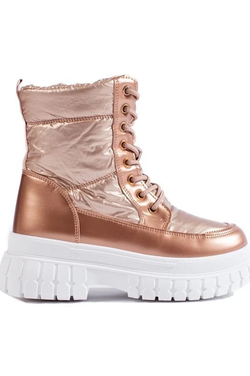 Goldfarbene Damen-Schneestiefel mit... Goldfarbene Damen-Schneestiefel mit...