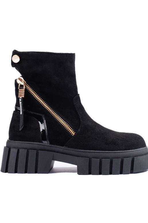 Schwarze Wildleder-Plateaustiefel für...