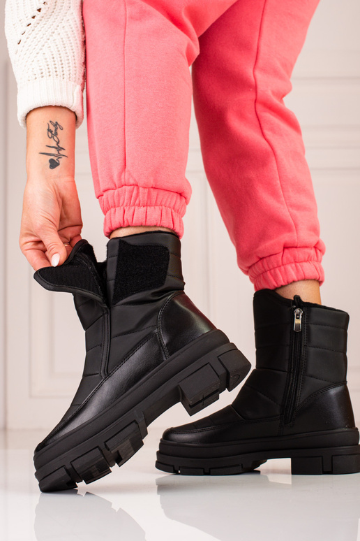 schwarze Damen-Schneestiefel mit...