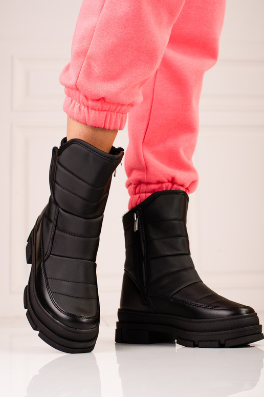 schwarze Damen-Schneestiefel mit...
