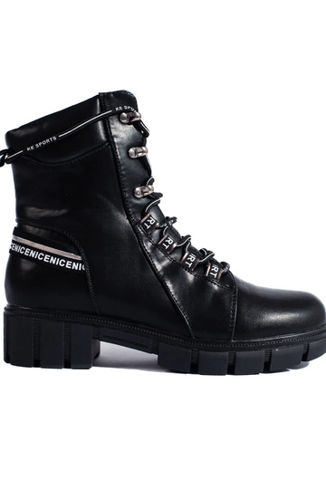 schwarze Damen-Schnürstiefel