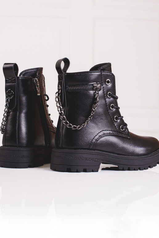 schwarze Schuhe für Mädchen mit Kette schwarze Schuhe für Mädchen mit Kette