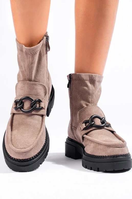 Beige Damen-Plateauschuhe