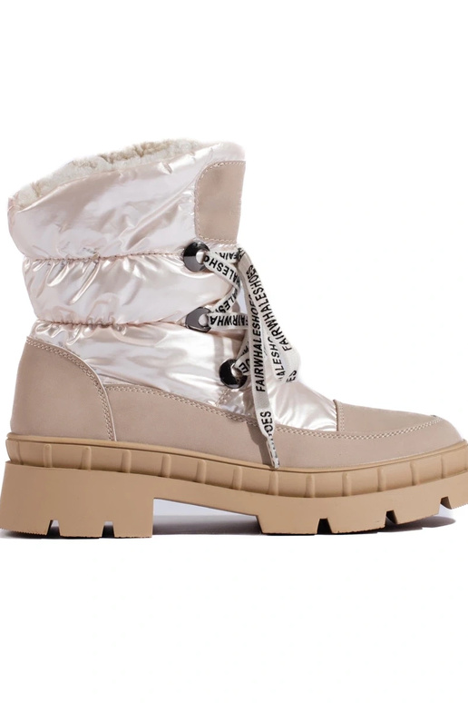 Beige Damen-Schneestiefel mit Fell Beige Damen-Schneestiefel mit Fell