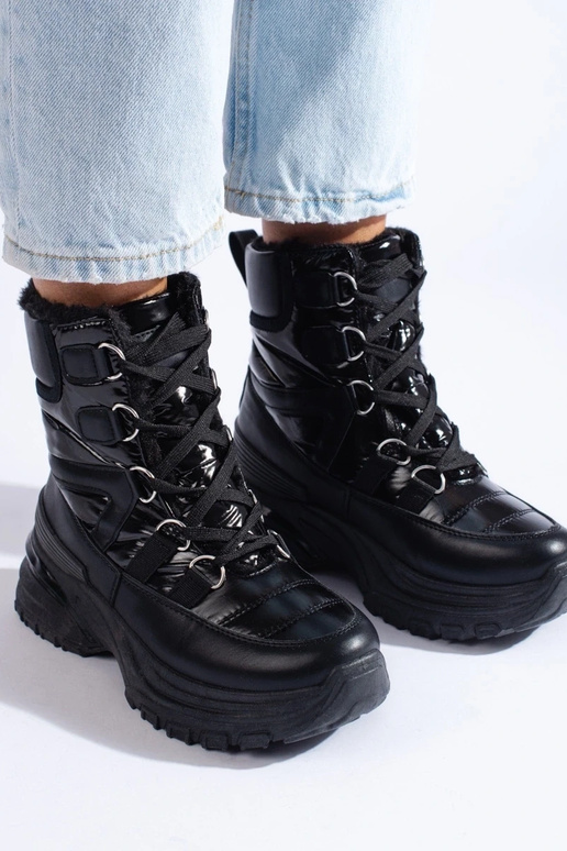 schwarze Damen-Schneestiefel mit Fell... schwarze Damen-Schneestiefel mit Fell...