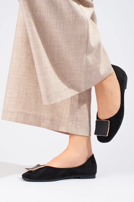 Shelovet Wildleder-Ballerina in Schwarz Shelovet Wildleder-Ballerina in Schwarz