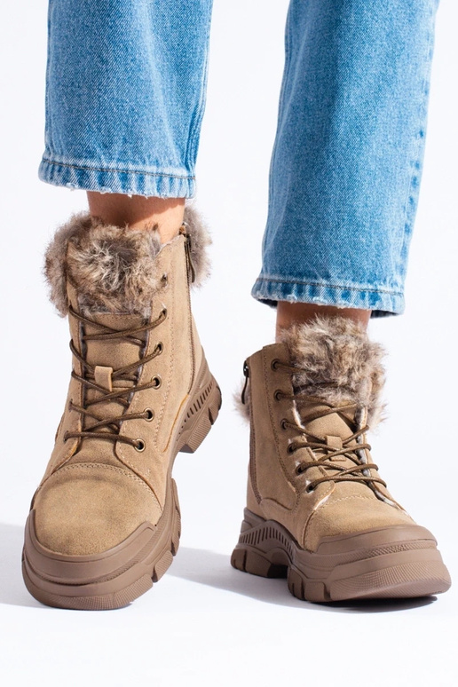 braune Damenstiefel mit Fell braune Damenstiefel mit Fell