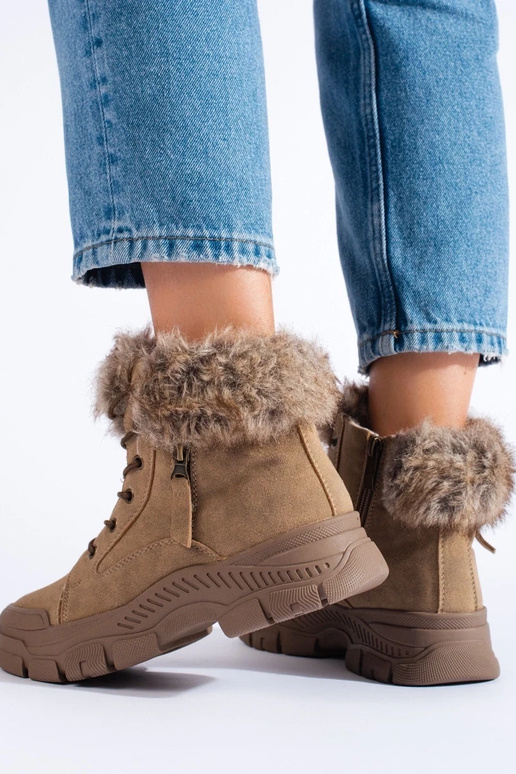 braune Damenstiefel mit Fell braune Damenstiefel mit Fell