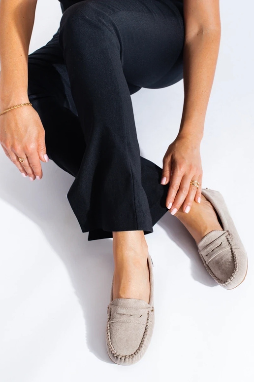 Wildleder-Damenmokassins Shelovet beige Wildleder-Damenmokassins Shelovet beige