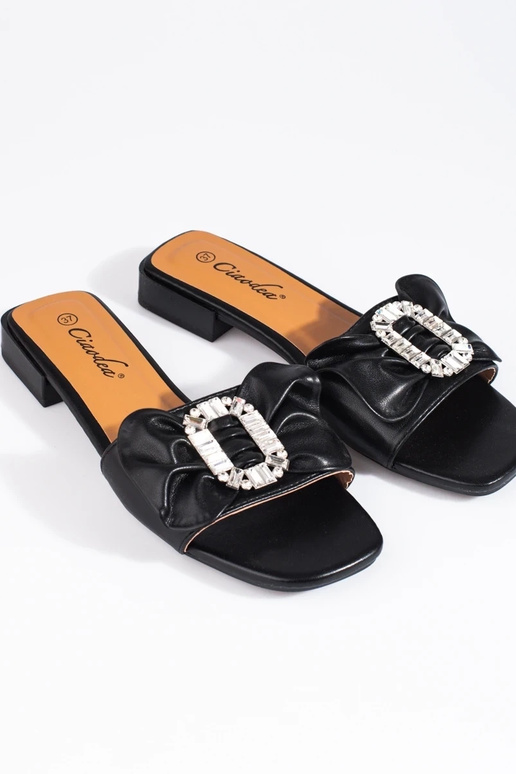 schwarze Hausschuhe mit Band Shelovet schwarze Hausschuhe mit Band Shelovet