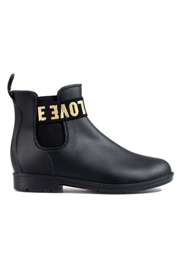 schwarze kurze Gummistiefel...