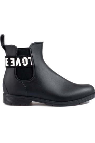 schwarze kurze Gummistiefel...