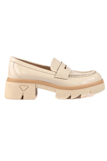 Beige Mokassins mit Plateau...