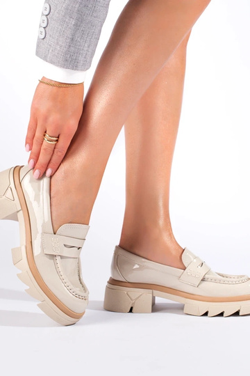 Beige Mokassins mit Plateau... 2