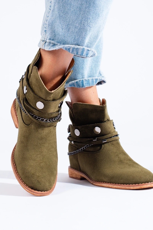 Damen-Keilschuhe aus Wildleder in Grün Damen-Keilschuhe aus Wildleder in Grün