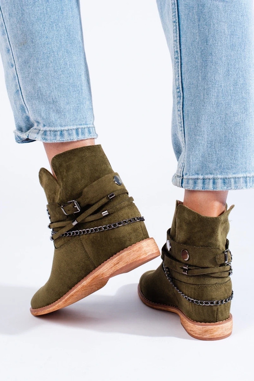 Damen-Keilschuhe aus Wildleder in Grün Damen-Keilschuhe aus Wildleder in Grün