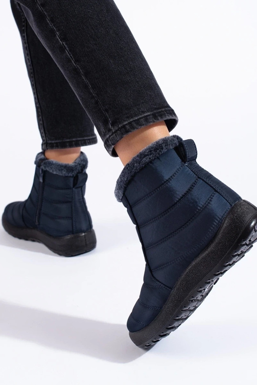 Dunkelblaue Damen-Schneestiefel über... Dunkelblaue Damen-Schneestiefel über...