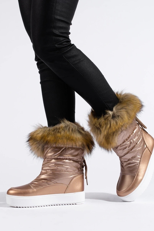 Rosa Damen-Schneestiefel mit Fell