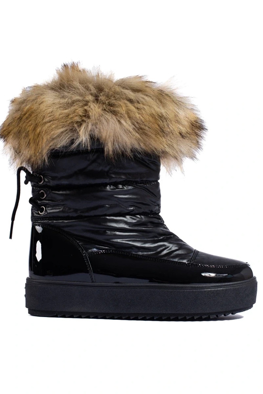 Schwarze Damen-Schneestiefel mit Fell Schwarze Damen-Schneestiefel mit Fell