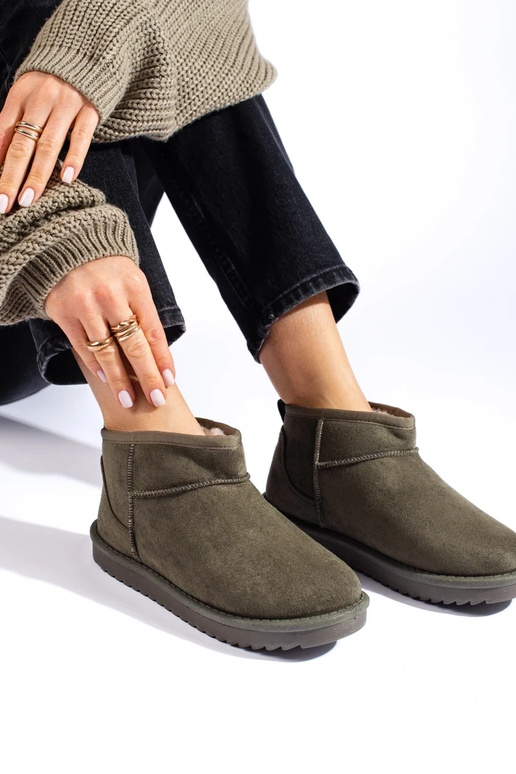 Khakifarbene Damen-Schneestiefel