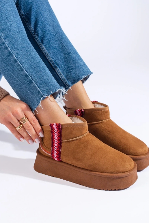 aus Wildleder Damen-Schneestiefel Kamel