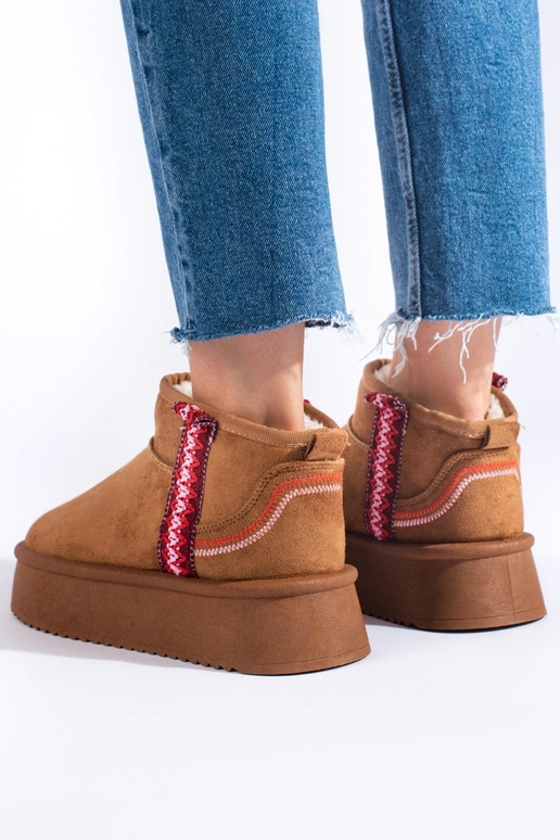 aus Wildleder Damen-Schneestiefel Kamel