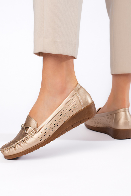 goldfarbene Damenmokassins goldfarbene Damenmokassins
