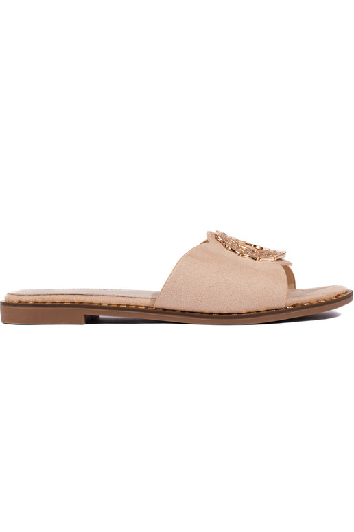 Beige Wildlederpantoffeln Beige Wildlederpantoffeln