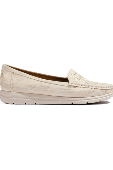 Beige Damenmokassins